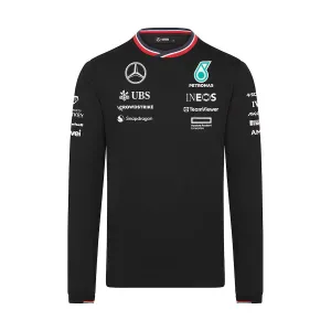 2024 Mercedes AMG Petronas Formula 1 Team Official Long-Sleeved Driver T-Shirt - Black