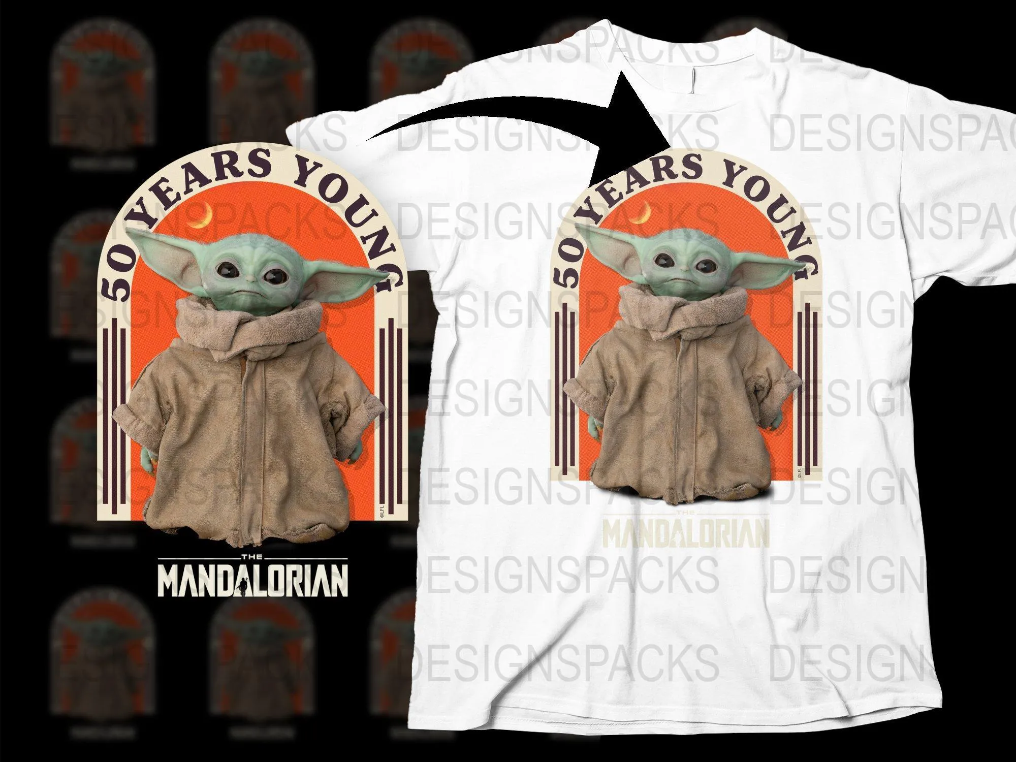 50 Years Young Mandalorian Baby Yoda Png Digital Download