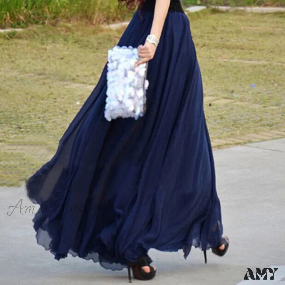 Amy Fashion - Fashion Chiffon Long Skirts