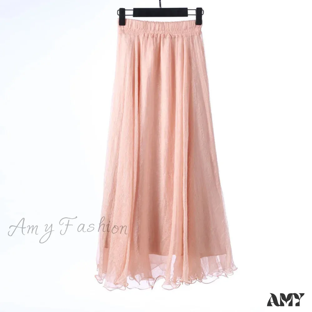 Amy Fashion - Fashion Chiffon Long Skirts