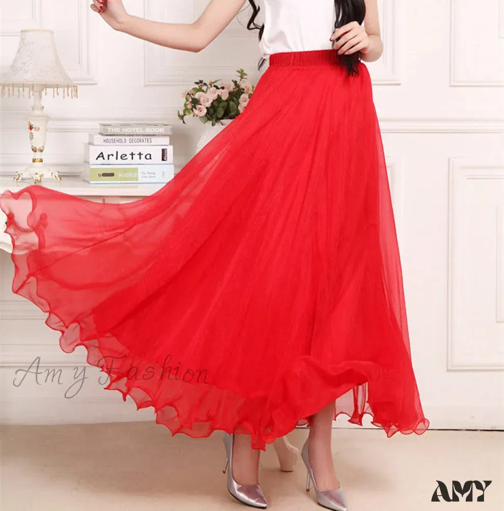 Amy Fashion - Fashion Chiffon Long Skirts