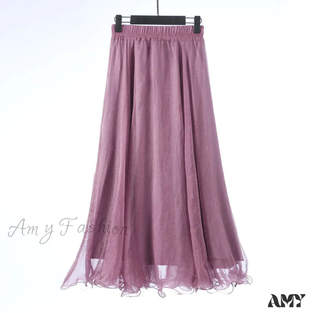 Amy Fashion - Fashion Chiffon Long Skirts