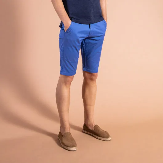 Atlantic Cruise Blue Cotton Lycra Stretch Shorts