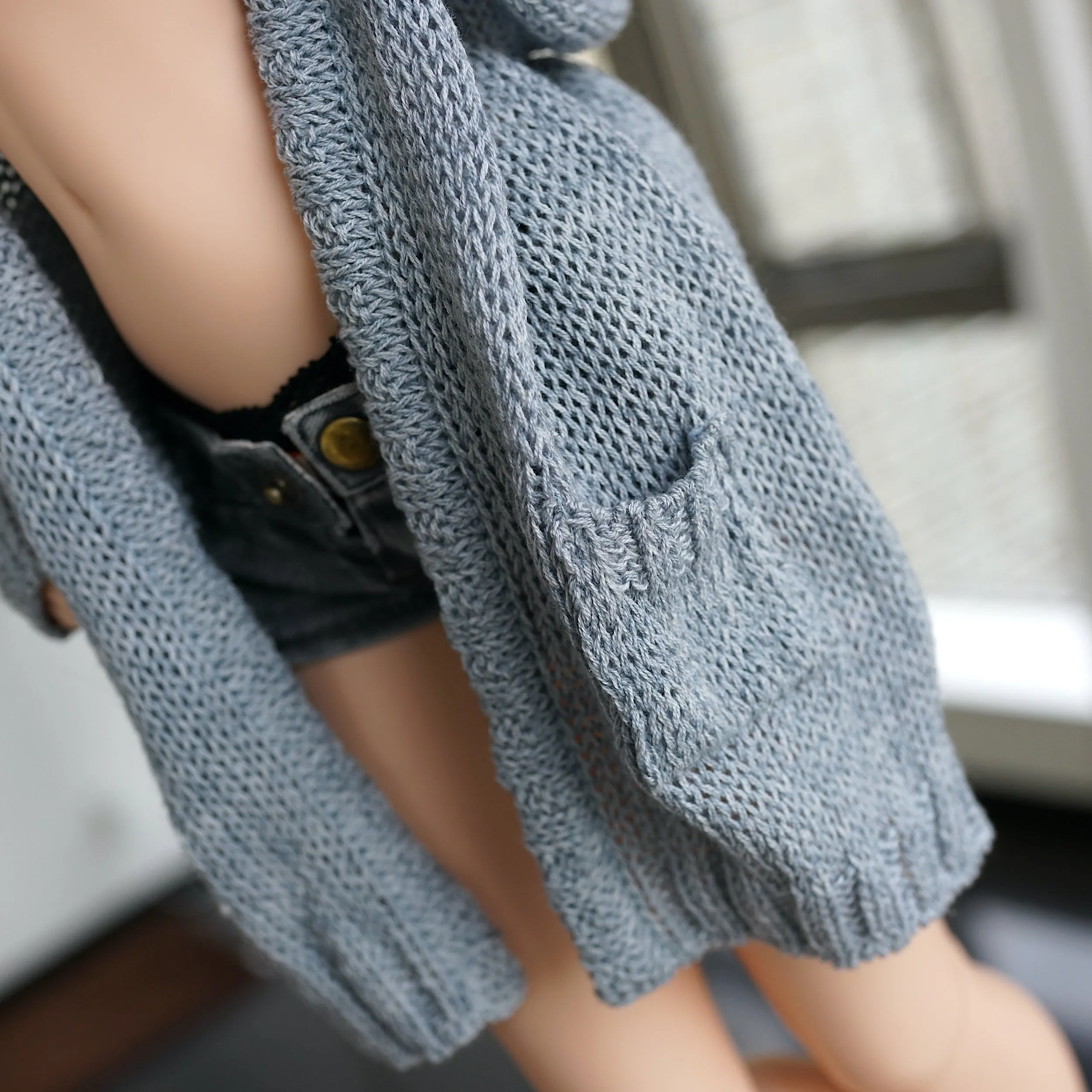 Baggy Knit Cardigan (Pastel Blue)