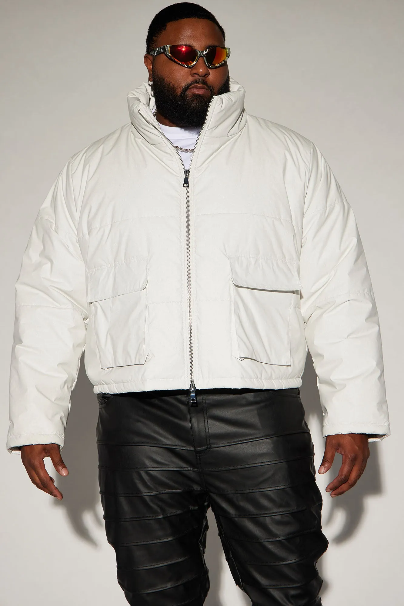 Baxter Light Weight Cropped Puffer - White/combo