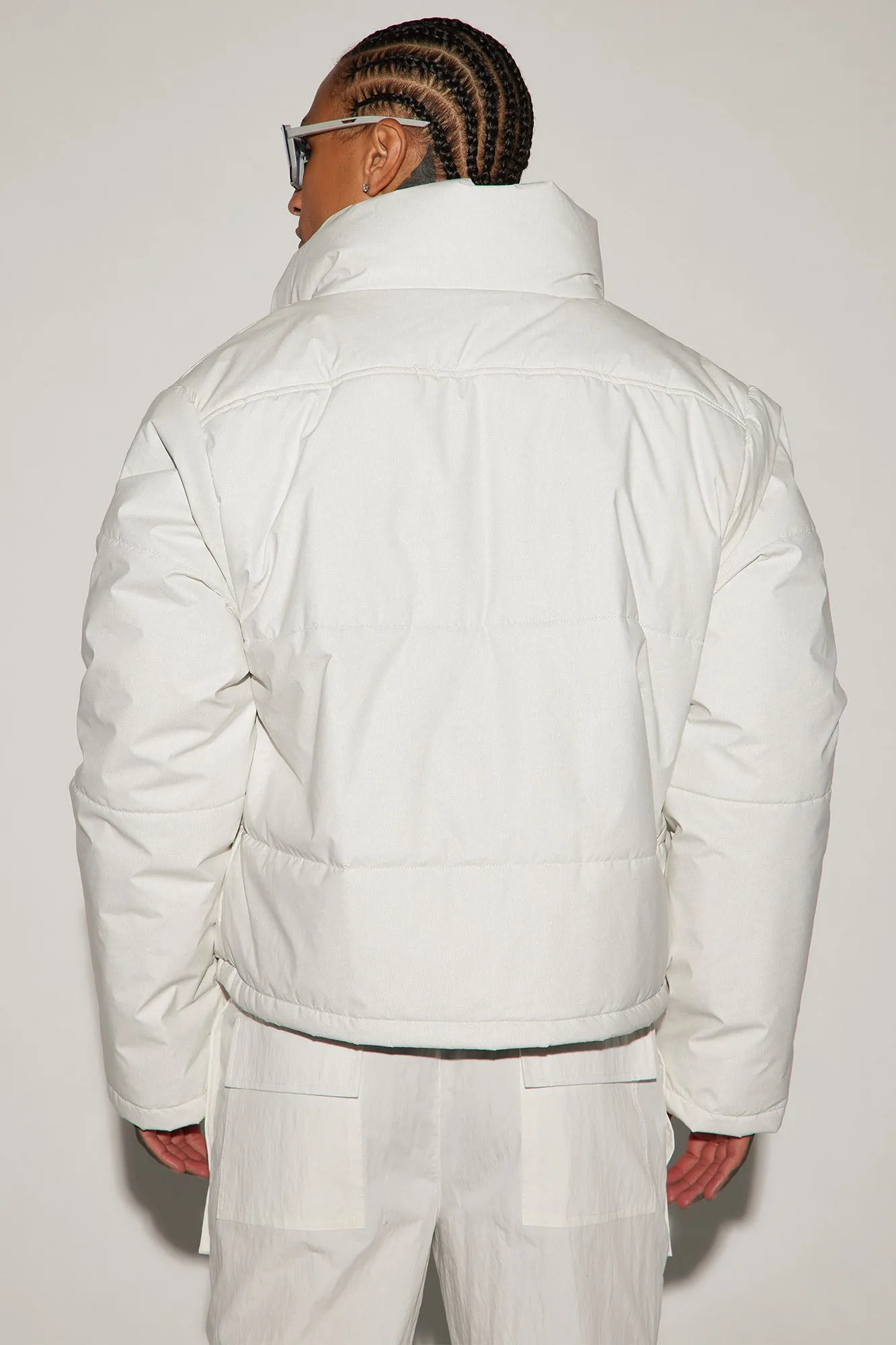 Baxter Light Weight Cropped Puffer - White/combo