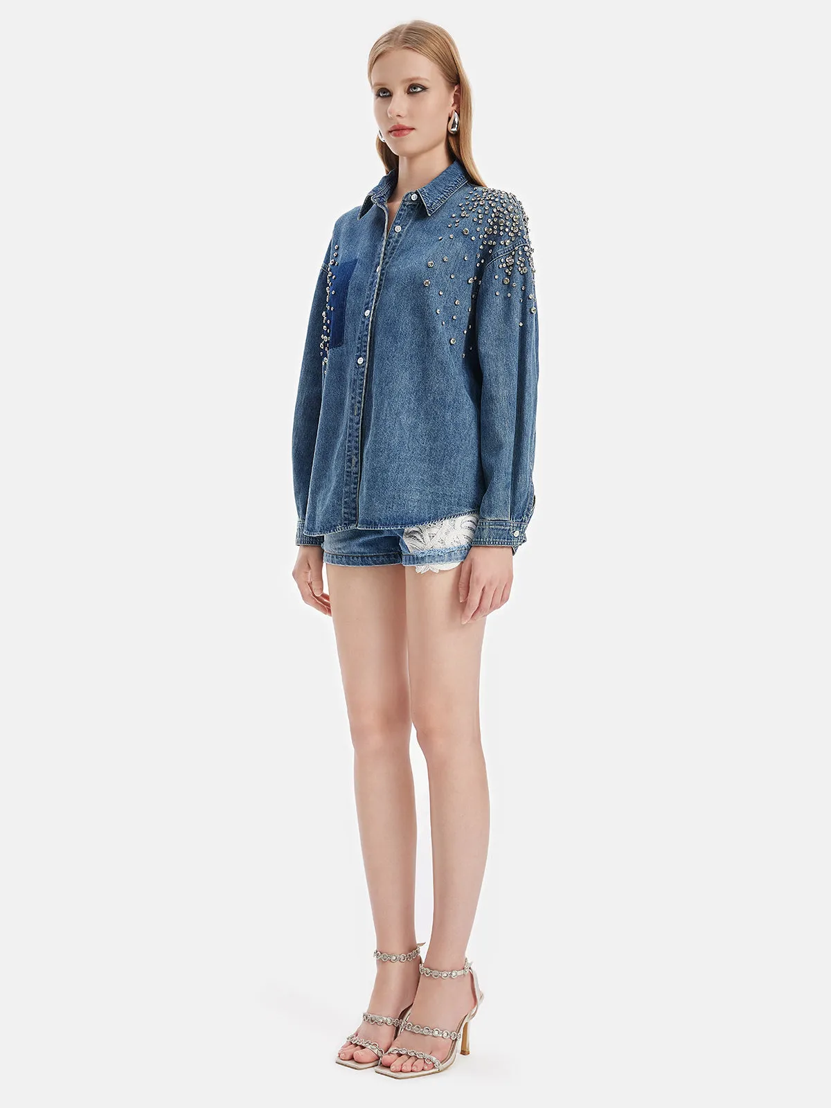 Beaded Denim Shirt