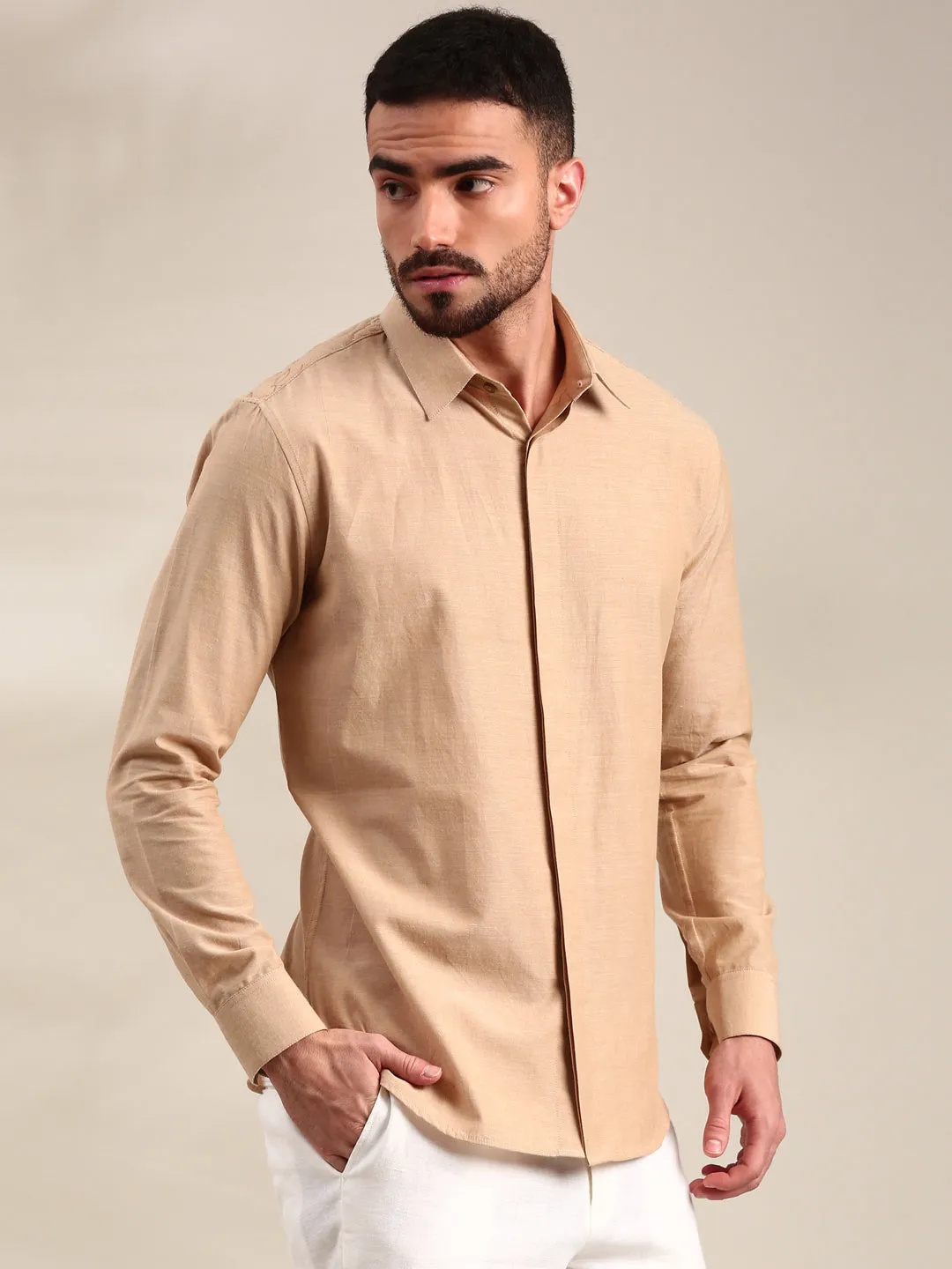 Beige Cotton Shiirt