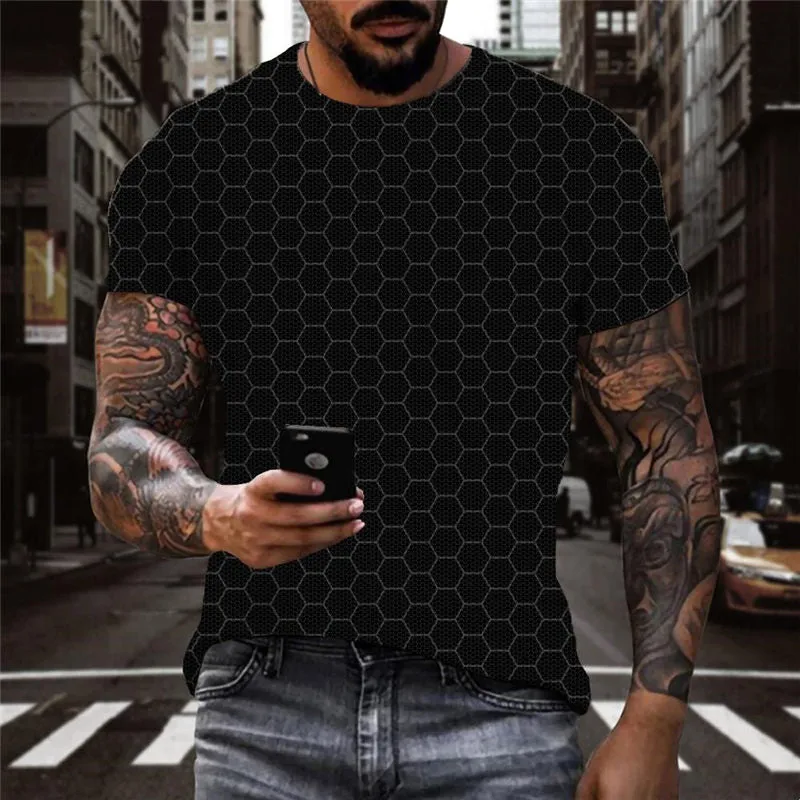 Black honeycomb texture shirt special texture Cool Cool man art costume different