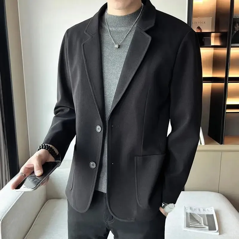 Bonsir Thin Men's Suit Jackets Slim Fit Male Tweed Blazer Single Breasted Luxury Designer Trendy 2024 Fashionable Handsome Casual Coat