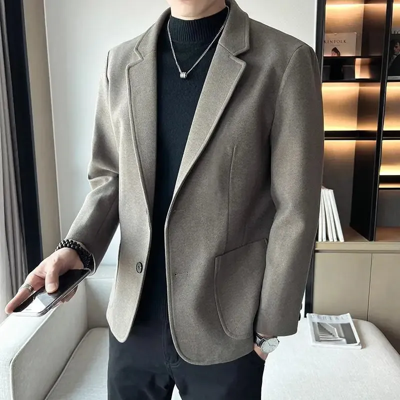 Bonsir Thin Men's Suit Jackets Slim Fit Male Tweed Blazer Single Breasted Luxury Designer Trendy 2024 Fashionable Handsome Casual Coat