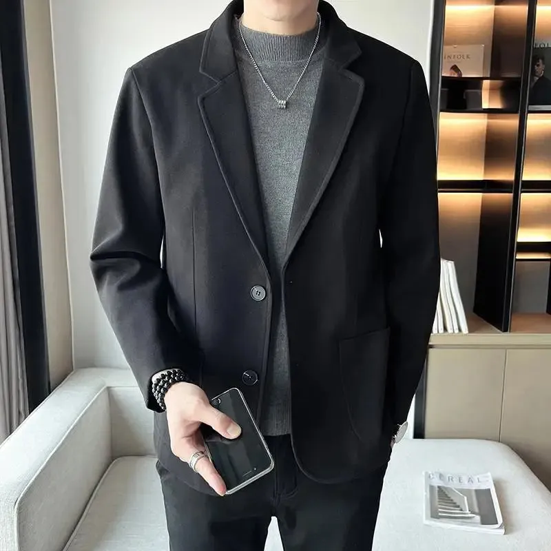 Bonsir Thin Men's Suit Jackets Slim Fit Male Tweed Blazer Single Breasted Luxury Designer Trendy 2024 Fashionable Handsome Casual Coat