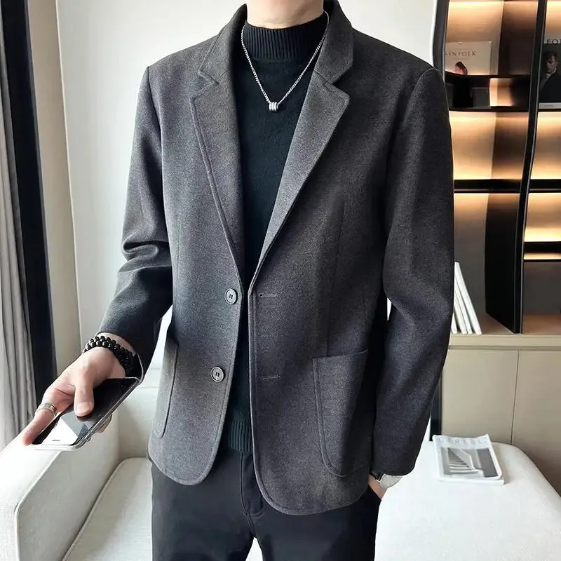 Bonsir Thin Men's Suit Jackets Slim Fit Male Tweed Blazer Single Breasted Luxury Designer Trendy 2024 Fashionable Handsome Casual Coat