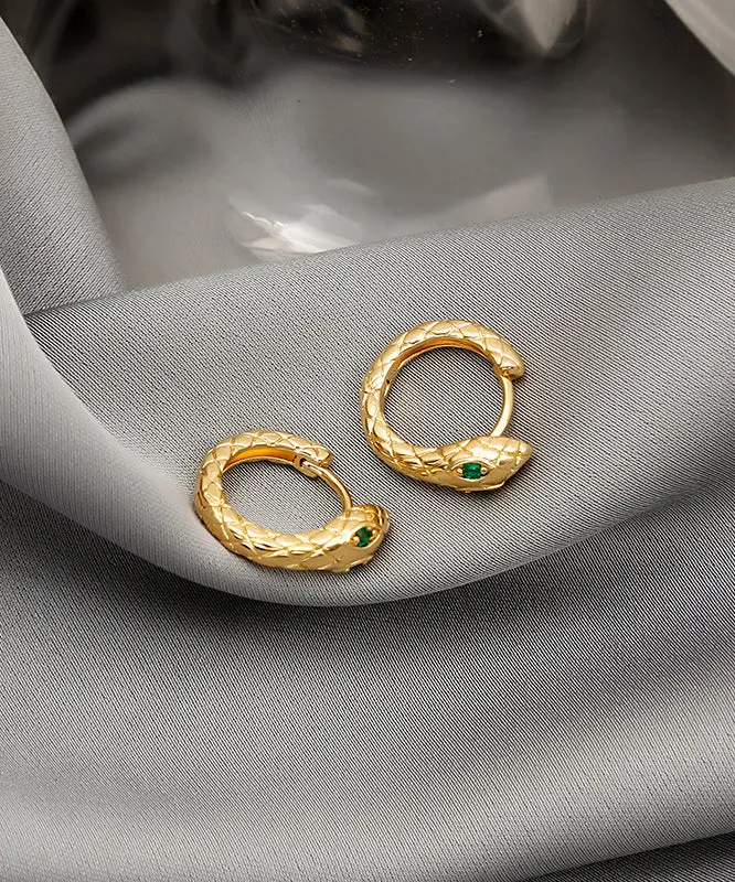 Chic Gold Serpentine Metal Copper Hoop Earrings