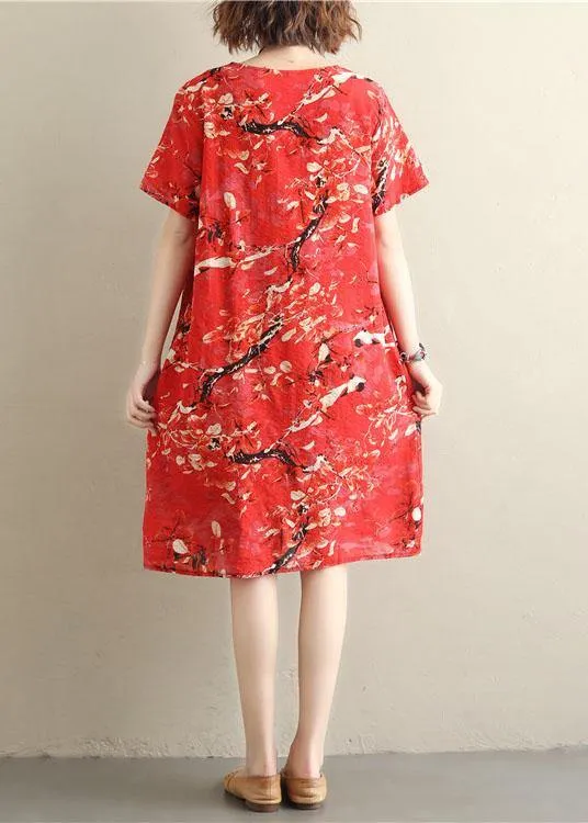 Chic prints red Chiffon clothes short sleeve Dresses summer Dresses