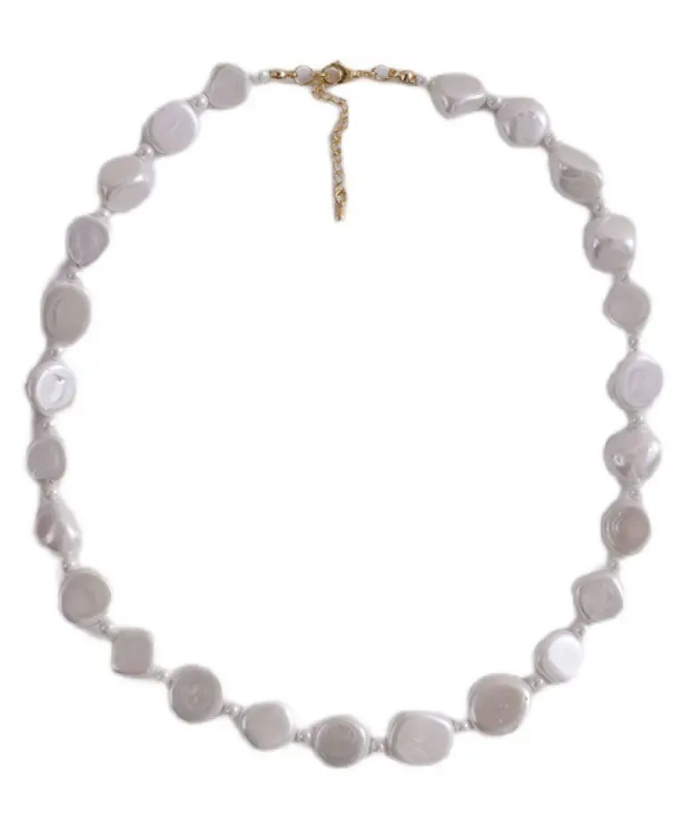 Chic White Asymmetricar Pearl Gratuated Bead Necklace ML0353