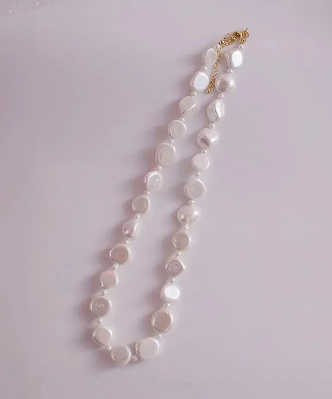 Chic White Asymmetricar Pearl Gratuated Bead Necklace ML0353