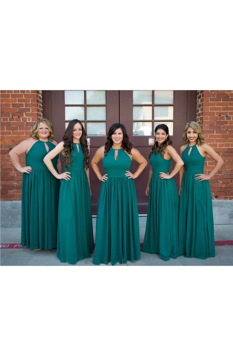 Chiffon Bridesmaid Dresses Scoop With Ruffles Floor Length