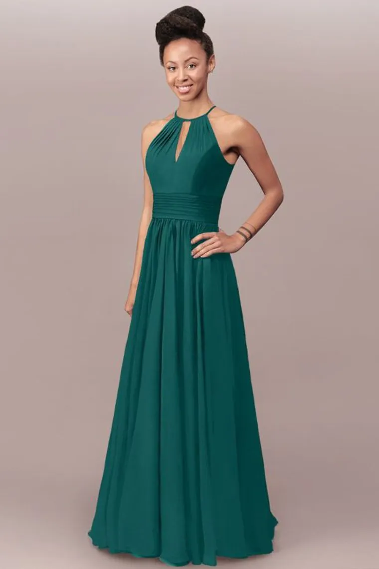 Chiffon Bridesmaid Dresses Scoop With Ruffles Floor Length