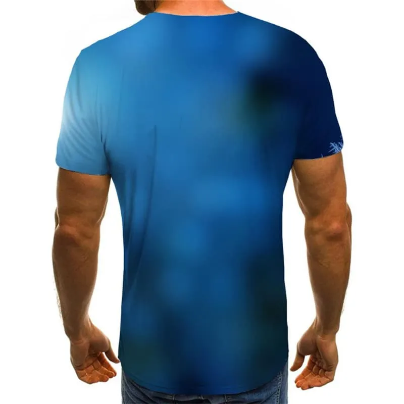 Christmas T shirts Men Party T-shirts 3d Solid Color T-shirts Graphic Blue Tshirt Printed