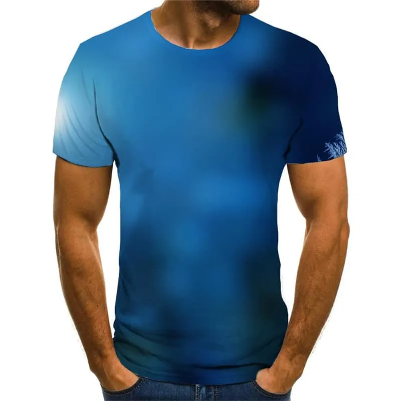 Christmas T shirts Men Party T-shirts 3d Solid Color T-shirts Graphic Blue Tshirt Printed