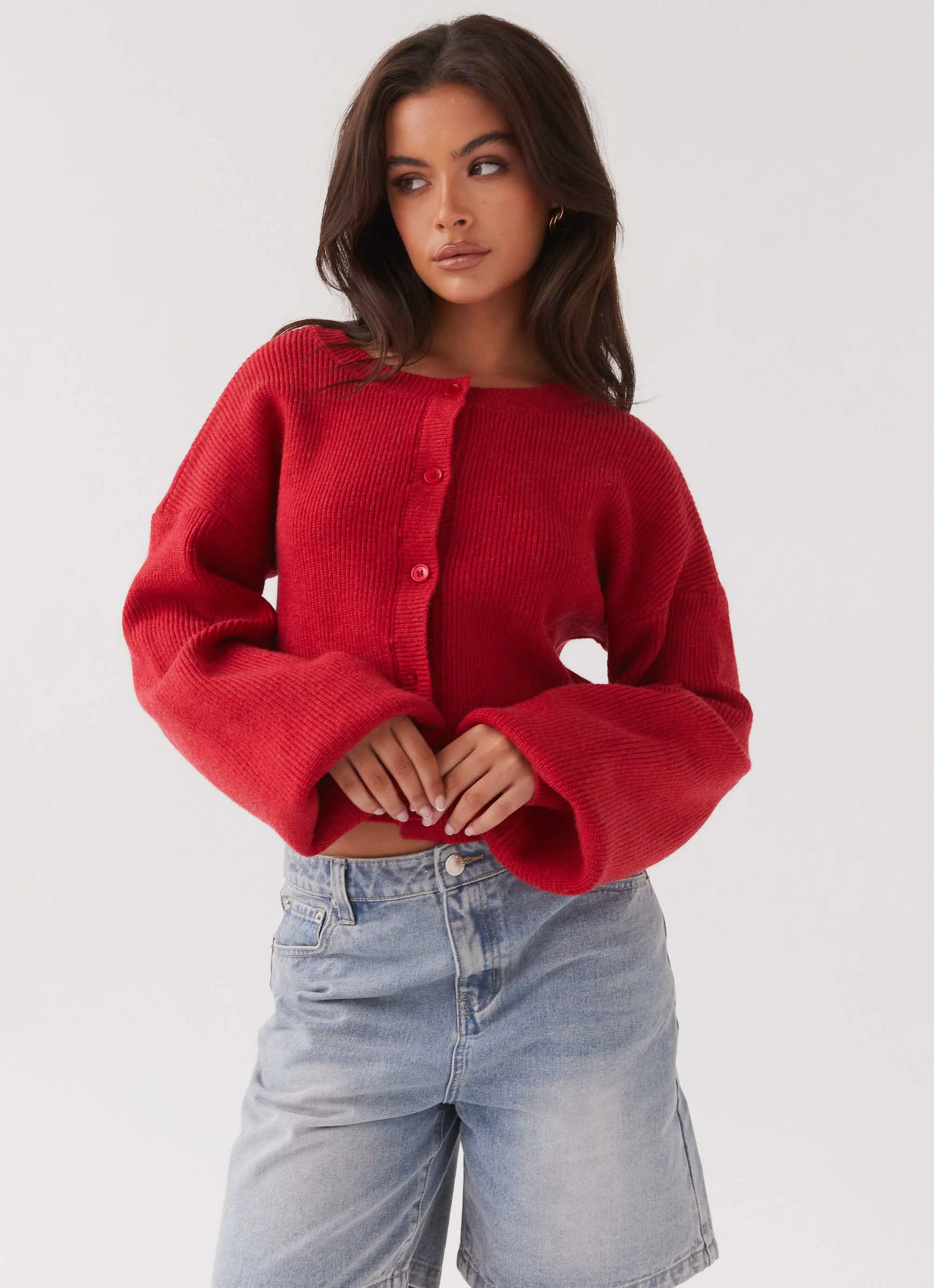 Daphne Knit Cardigan - Cherry