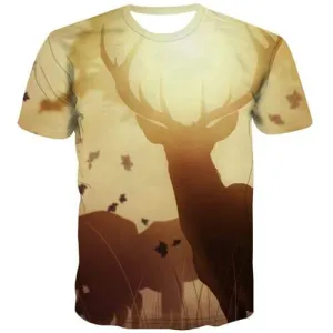 Deer T-shirt Men Animal T-shirts 3d Harajuku T shirts Funny Street T-shirts Graphic