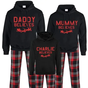 Family Believes Personalised Christmas Hoodie Yuletide Pyjama Set