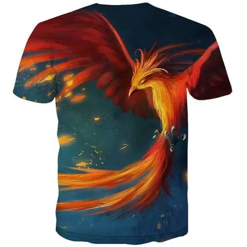 Flame T shirts Men Bird Tshirt Printed Harajuku Tshirts Novelty Funny T-shirts 3d War T-shirts Graphic Short Sleeve Fashion