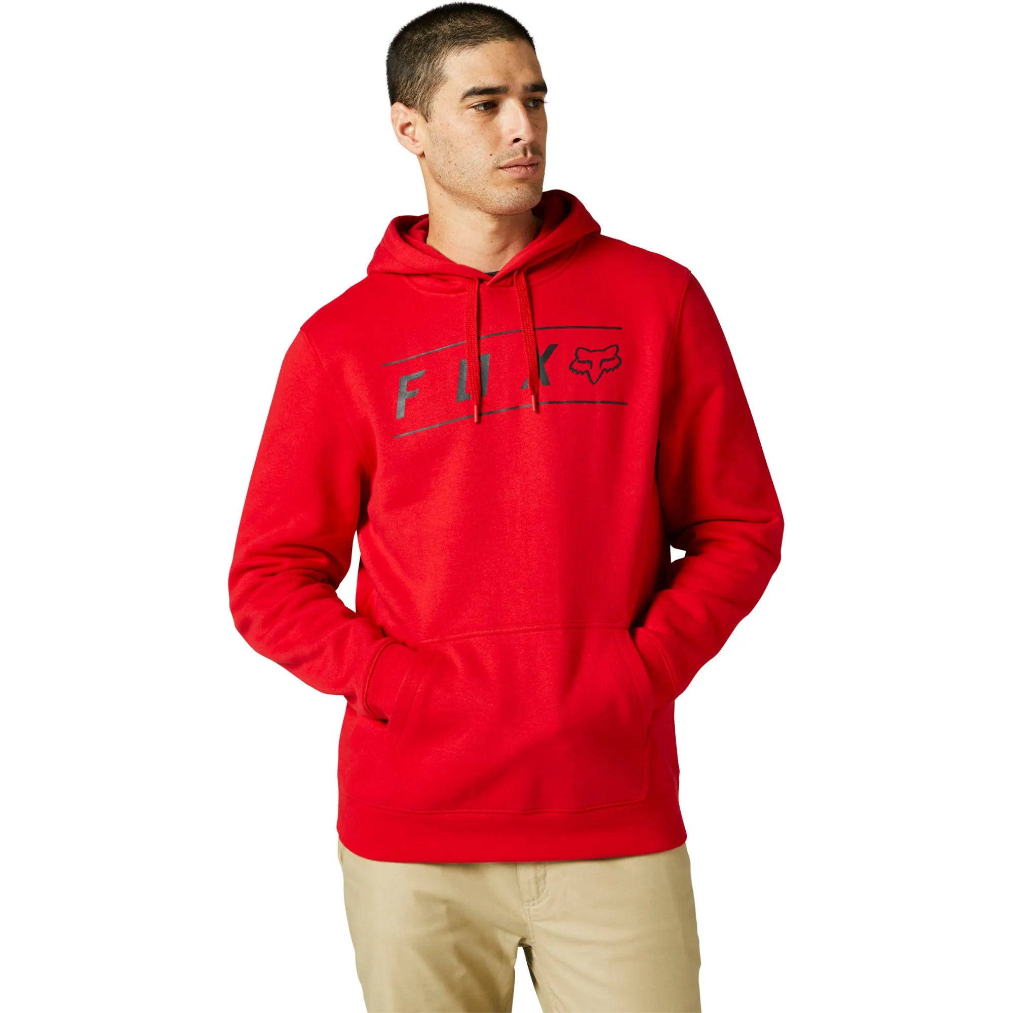 Fox Racing  Mens Flame Red Pinnacle Pullover Fleece Hoodie Soft Comfy Sweatshirt