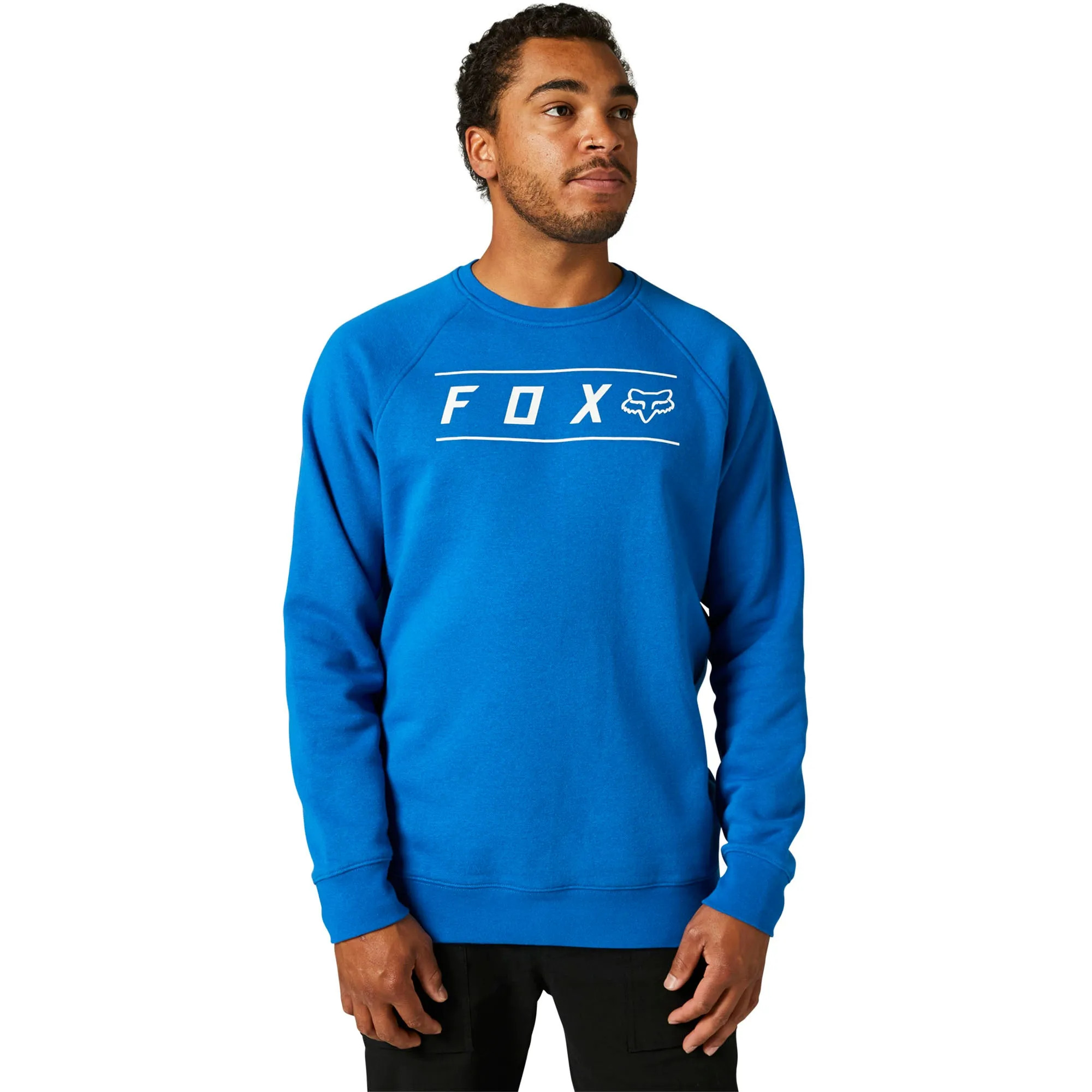 Fox Racing  Mens Royal Blue Pinnacle Crew Fleece Sweatshirt Soft Midweight Casual