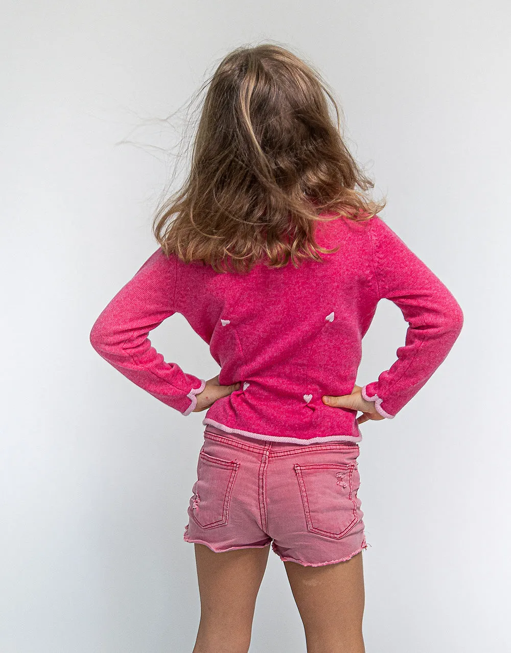 Girls Jacket with Hearts in Peony