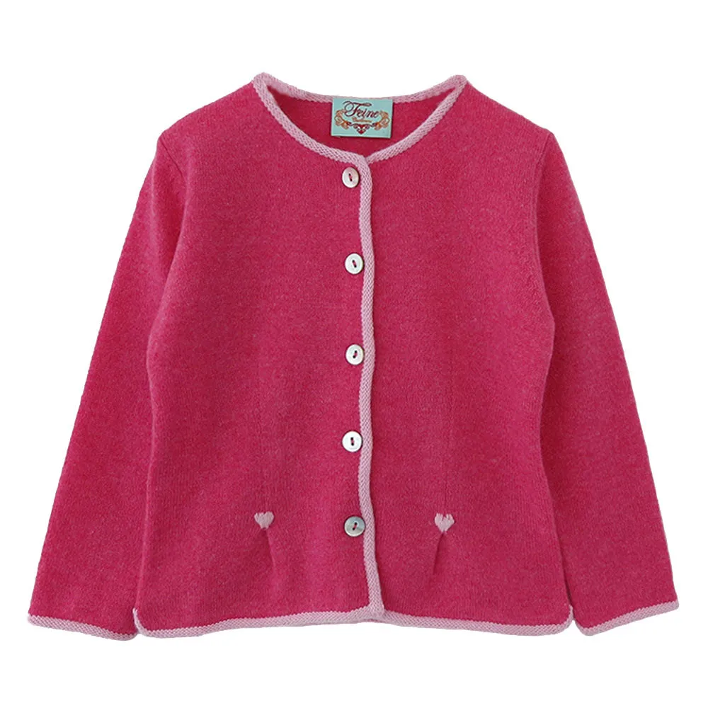 Girls Jacket with Hearts in Peony