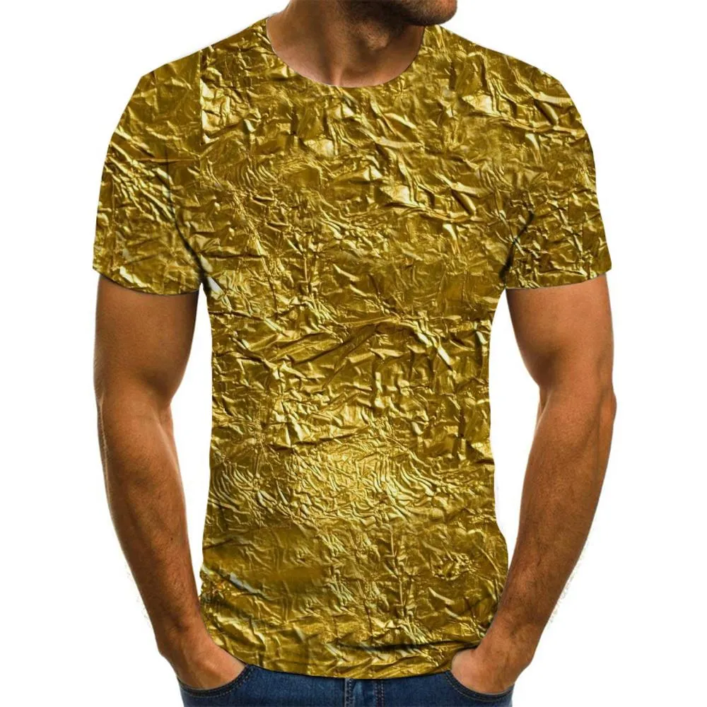 Gold foil texture t shirts 3D tshirt special texture different men Cool art costume