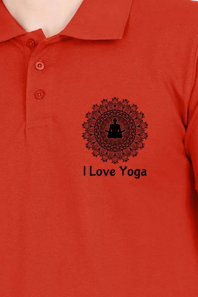 I Love Yoga Polo Half Sleeve T-Shirt