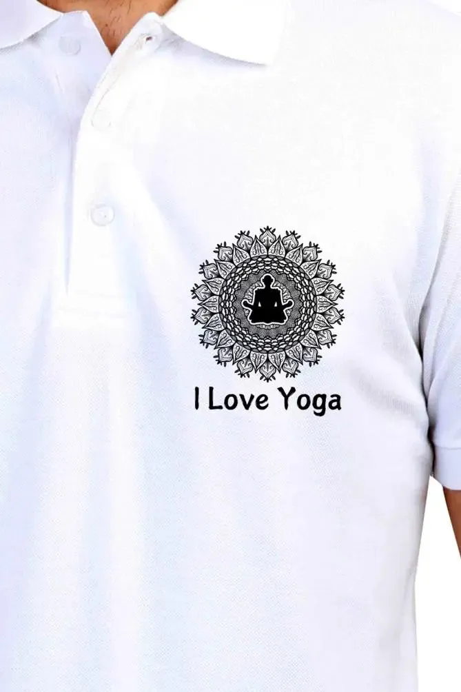 I Love Yoga Polo Half Sleeve T-Shirt