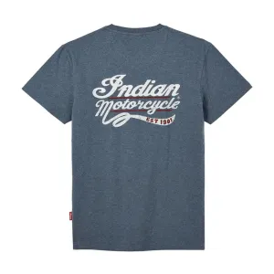 Indian Motorcycle  Mens Mixed Embroidery Print T-Shirt Tee Lightweight Comfy Blue