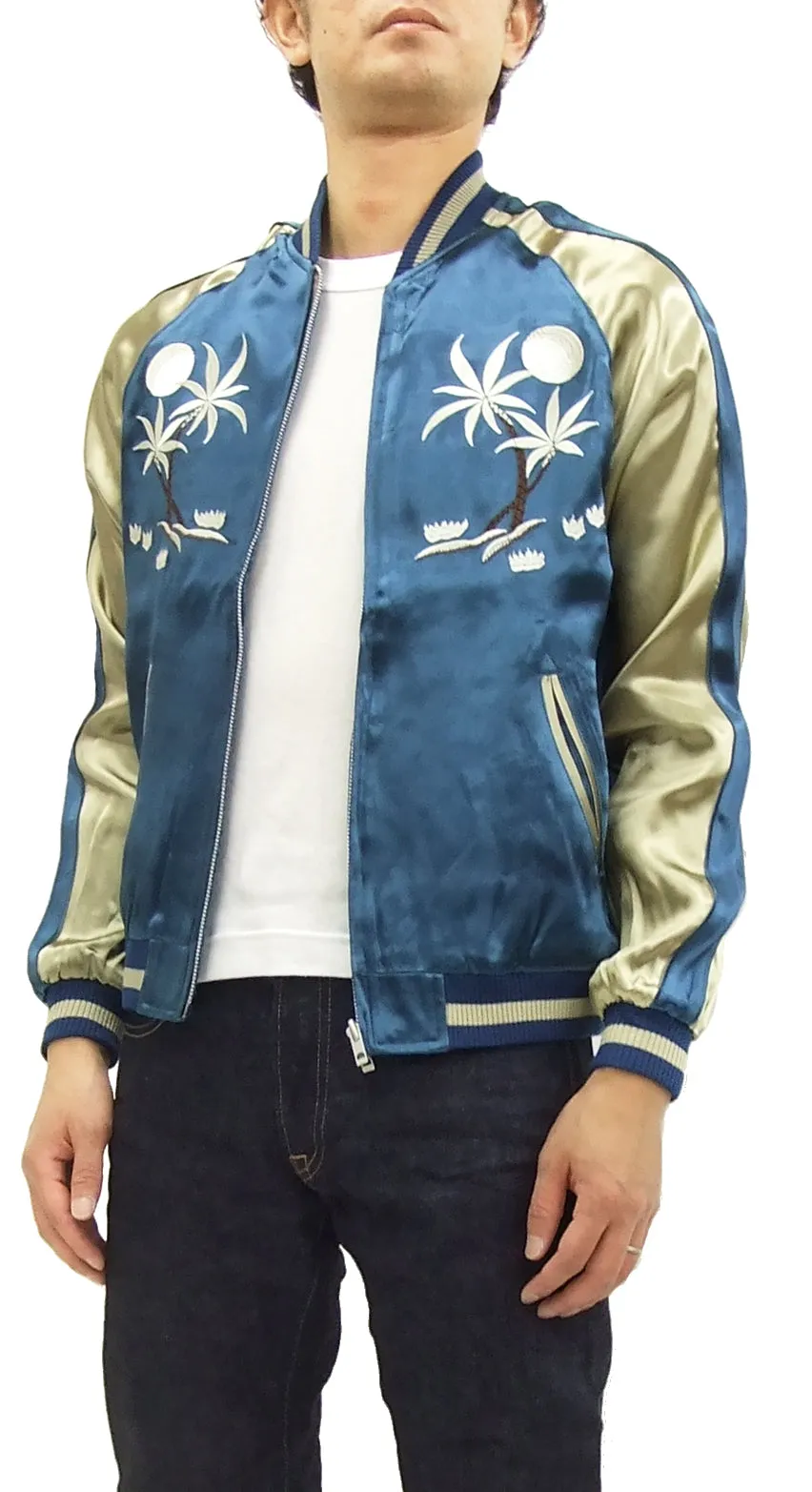 Japanesque Japanese Souvenir Jacket 3RSJ-026 Hawaii Men's Sukajan Blue/Beige