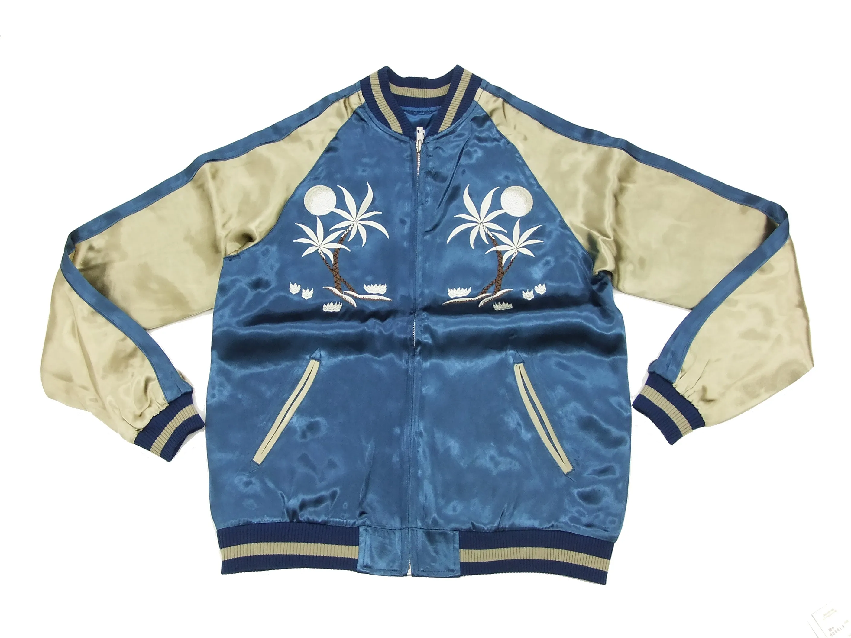 Japanesque Japanese Souvenir Jacket 3RSJ-026 Hawaii Men's Sukajan Blue/Beige