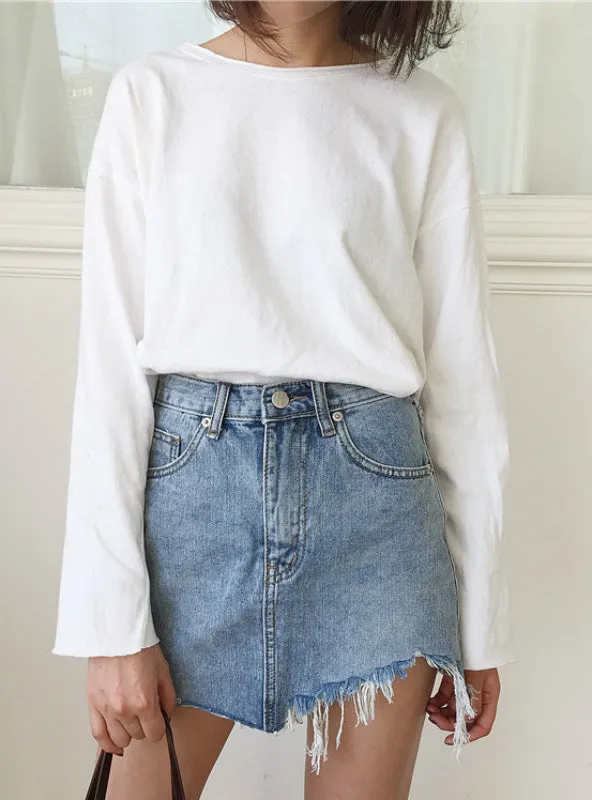 Jeans Skirt Women High Waist Jupe Irregular