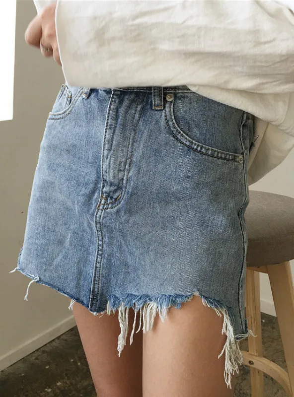 Jeans Skirt Women High Waist Jupe Irregular