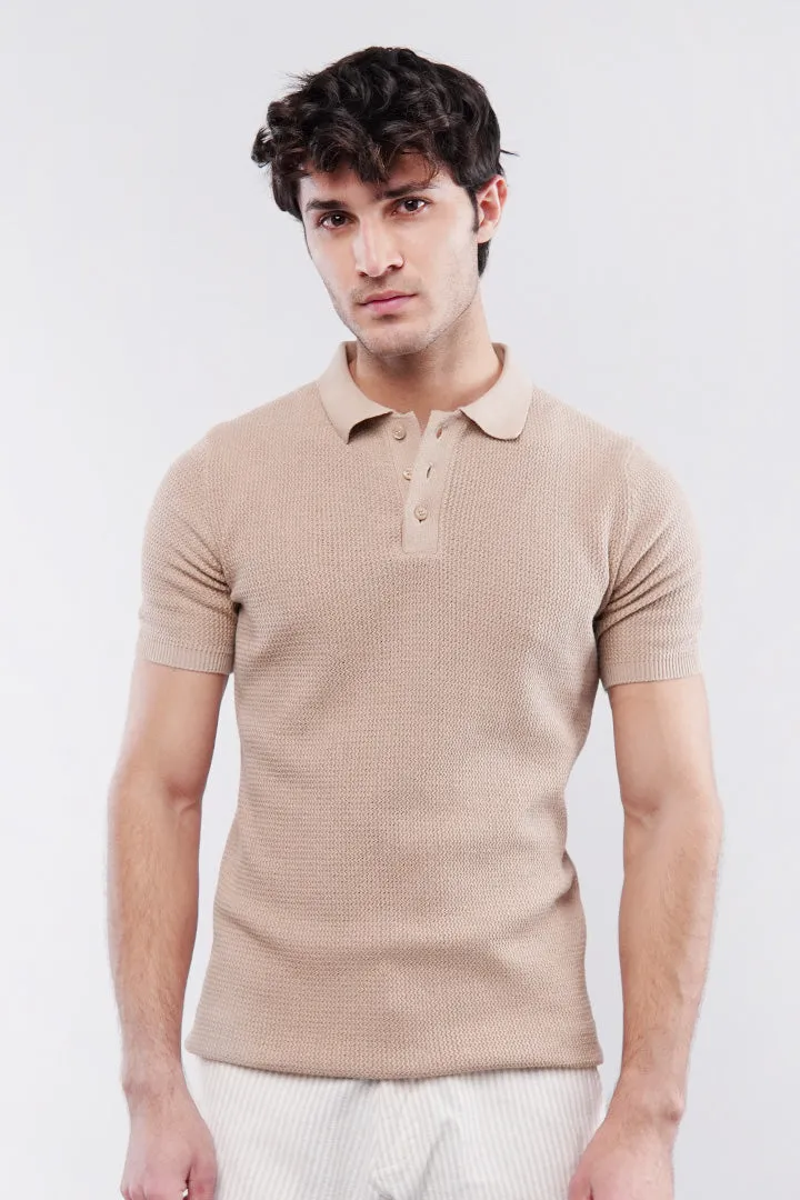 Knitted Polo Shirt - Skin