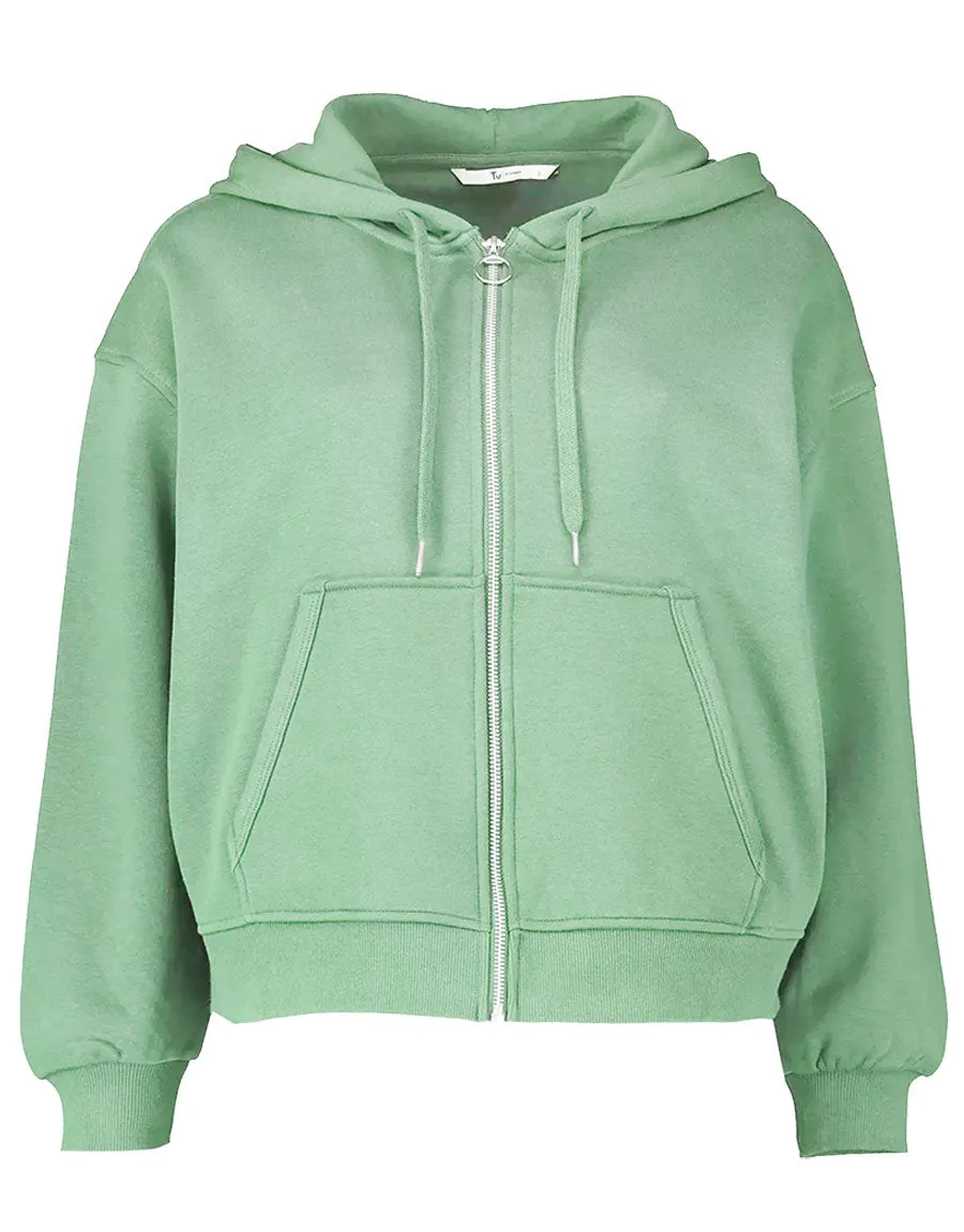 Ladies Zipper Hoodie, Green