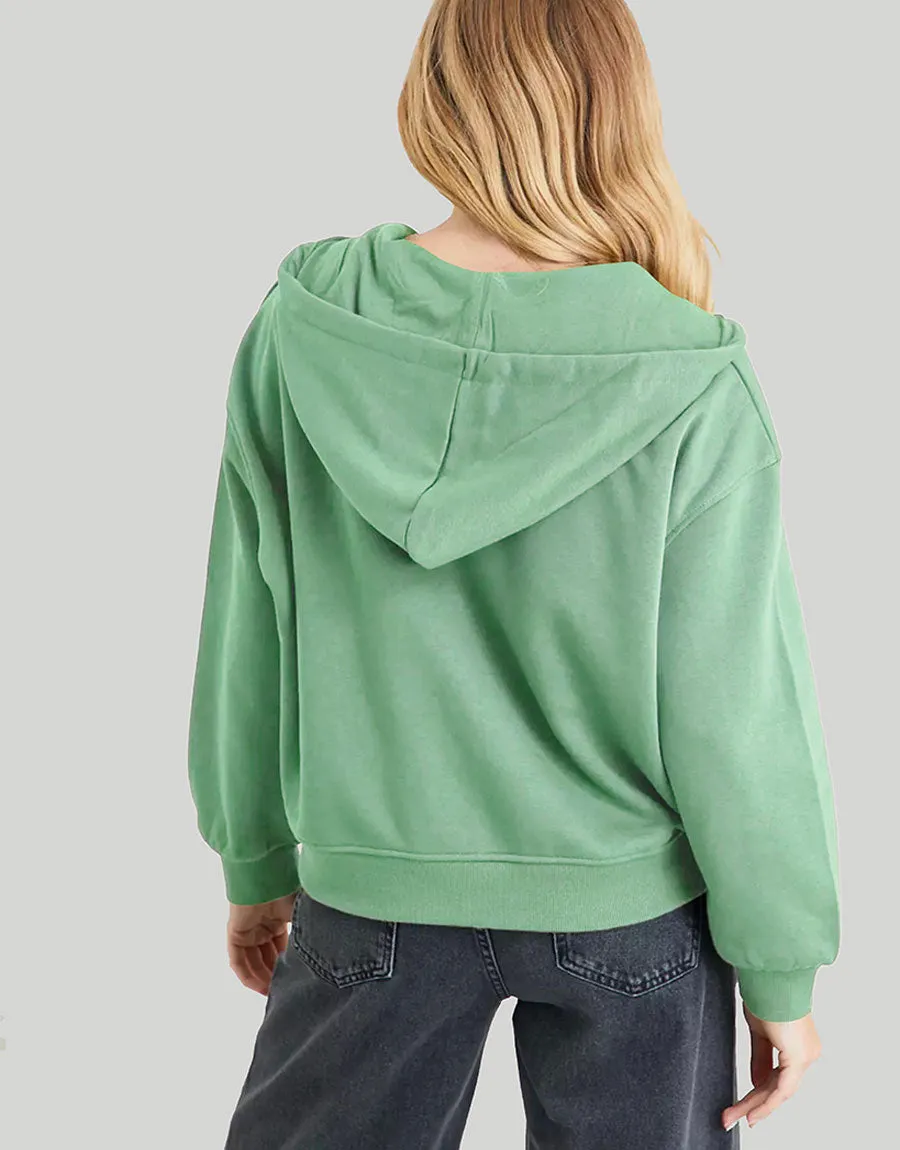 Ladies Zipper Hoodie, Green