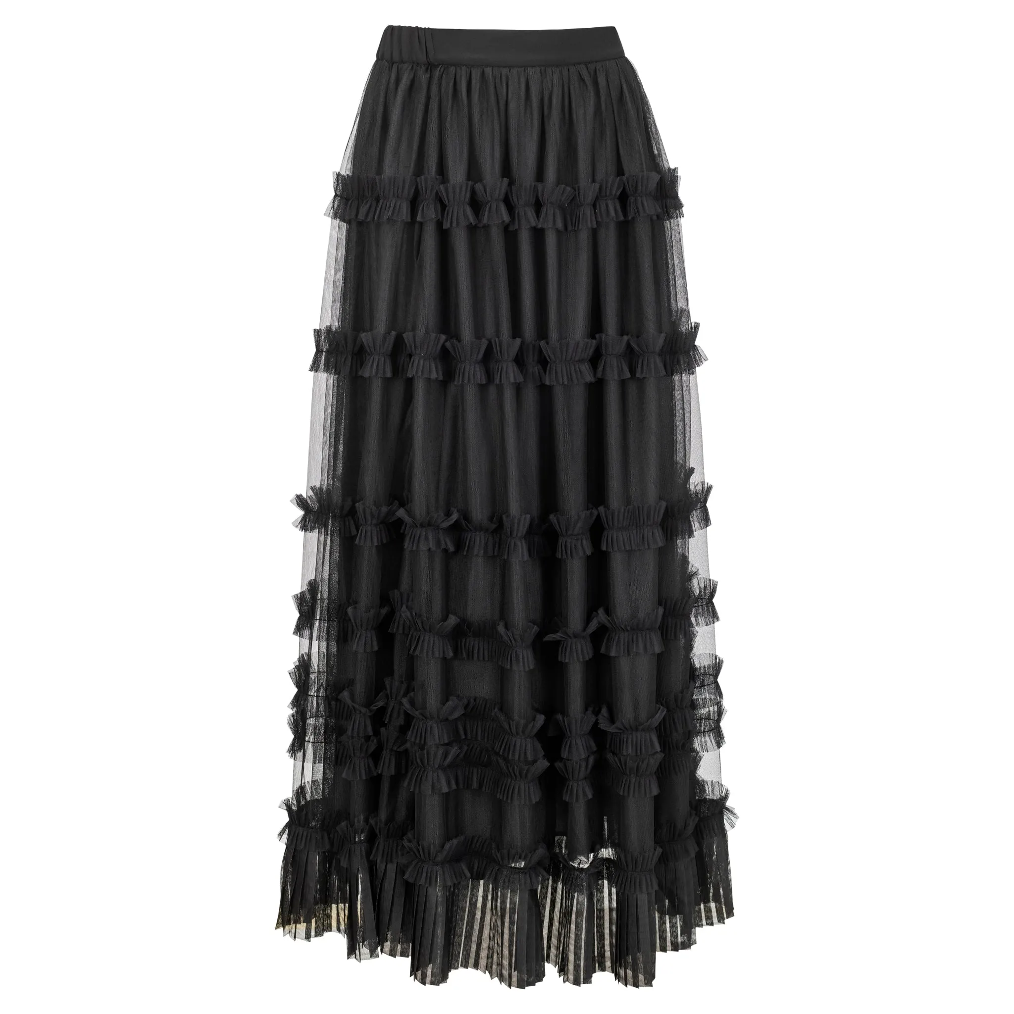 Layered Maxi Tulle Skirt - Black