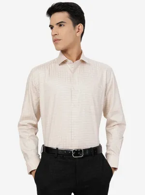 Light Brown Checked Regular Fit Formal Shirt | JadeBlue