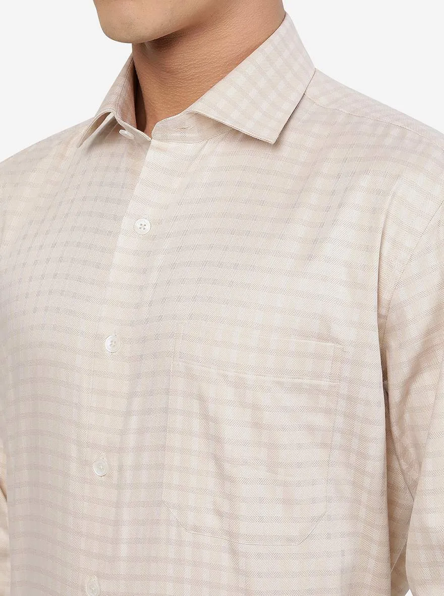 Light Brown Checked Regular Fit Formal Shirt | JadeBlue