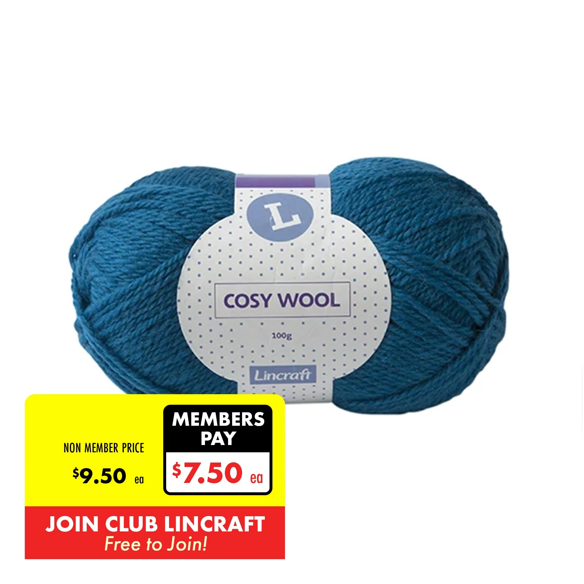 Lincraft Cosy Wool Crochet & Knitting Yarn 8ply, 100g Wool Yarn