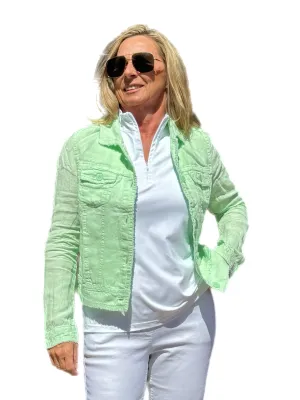 Long-Sleeve Linen Jacket Seafoam