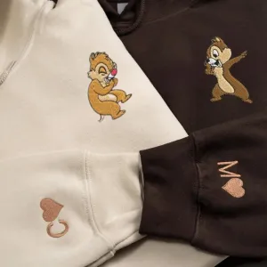 Matching Couple Hoodies - Chip x Dale Custom Embroidered Sweatshirts For Couples